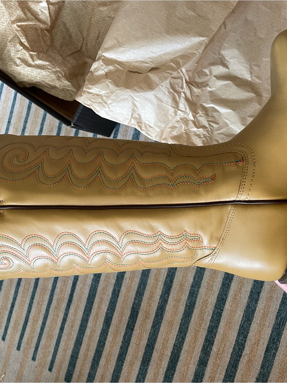 Frye Campus Deco Stitch Leather Knee-High Boots in Banana - Picture 8 of 12